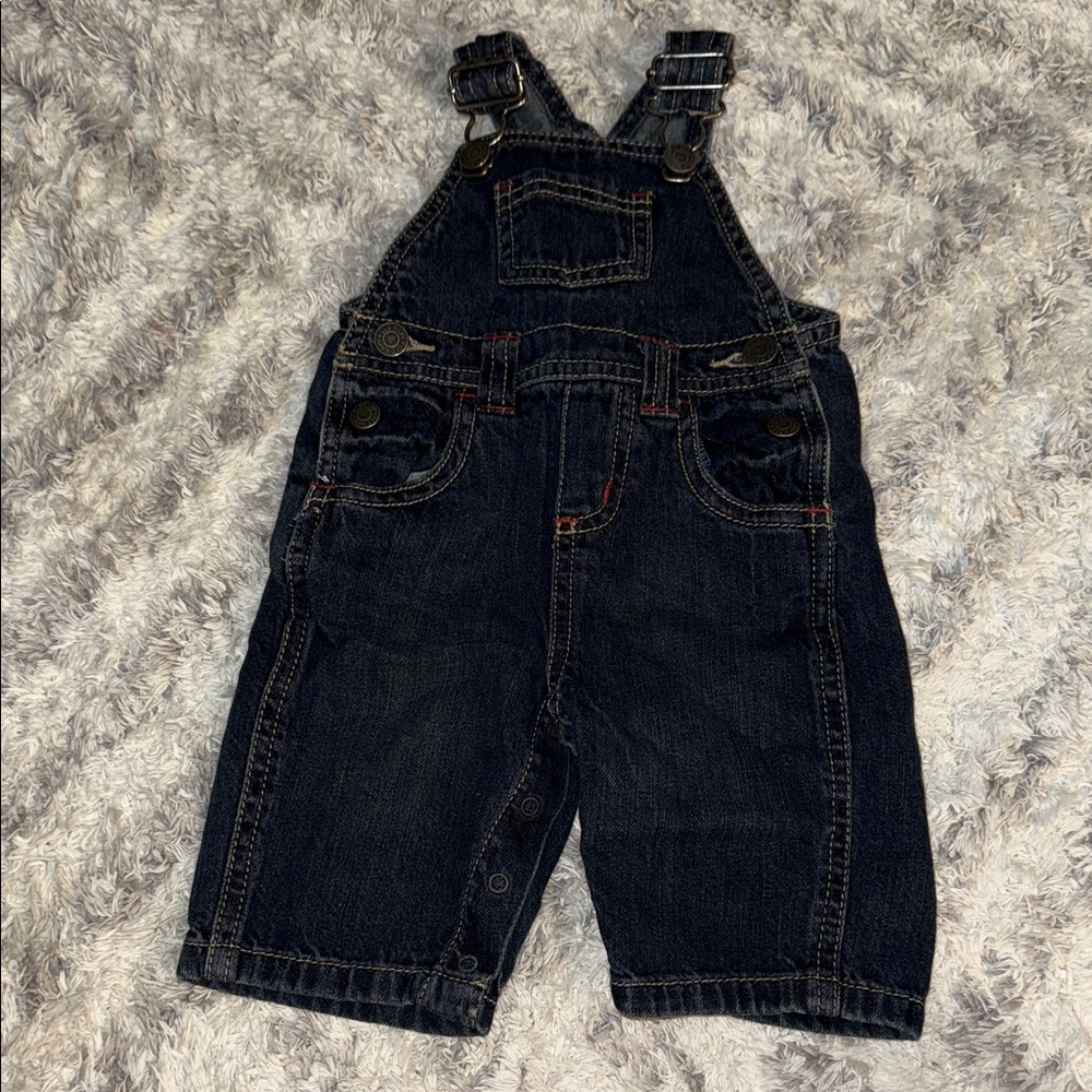 🍄0/3m old navy baby Denim Overalls gender neutral